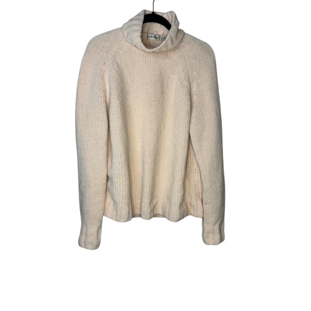 Orvis Sweater Womens L Pink Sherpa Fleece Pullover Cowl Neck Long Sleeve